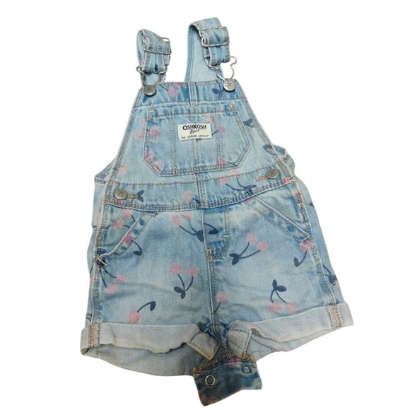 Oshkosh  Girl's Bib Overall Shorts Vintage Floral - Picture 1 of 5